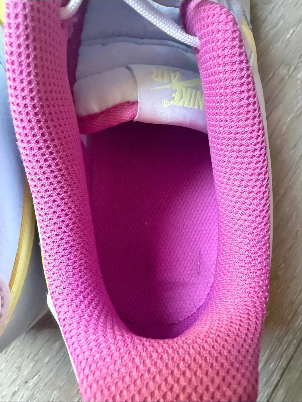 Nike Air Force 1 GS Grey Citron Fuchsia sneakers, Size 7Y youth